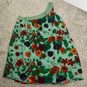 Dress sage green floral velvet one shoulder dress size whimsigod  grunge